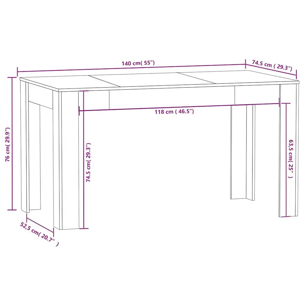 Dining Table Grey Engineered Wood Kitchen Room Furniture Modern Design