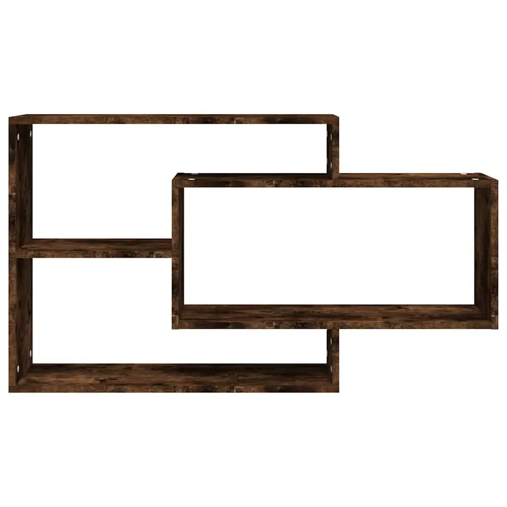 Wall Shelf Brown 3 Compartments Open Storage Display Engineered Wood