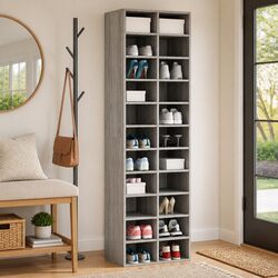 Compact Grey Sonoma Shoe Cabinet with Ample Storage