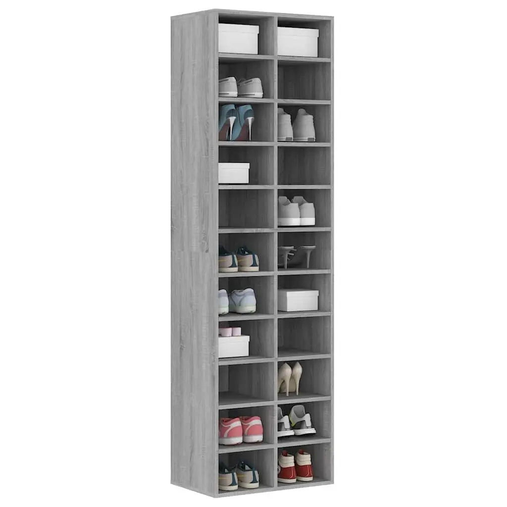 Shoe Cabinet Grey 54x34x183 cm Storage Organiser Engineered Wood