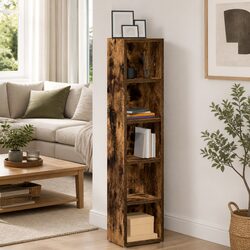 CD Storage Cabinet 2 Pieces Smoked Oak Media Shelf Unit Engineered Wood 93.5cm