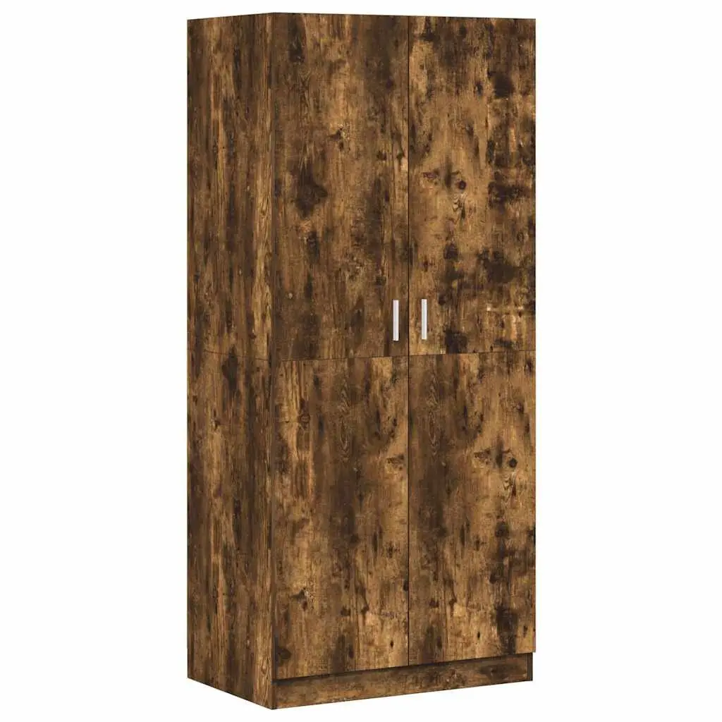 Wardrobe Smoked Oak 80x52x180 cm Engineered Wood Storage Cabinet Closet