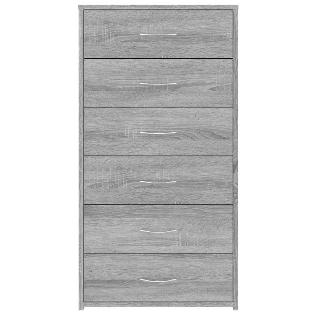 Sideboard Grey 50W x 34D x 96H cm 6 Drawers Engineered Wood Storage Cabinet Furniture