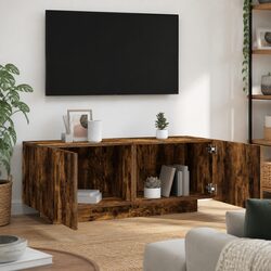 Brown TV Cabinet with Smooth Surface and Doors