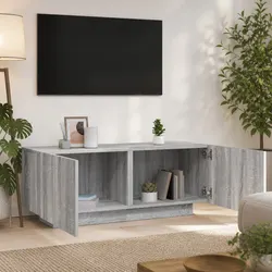 Compact Grey Engineered Wood TV Cabinet