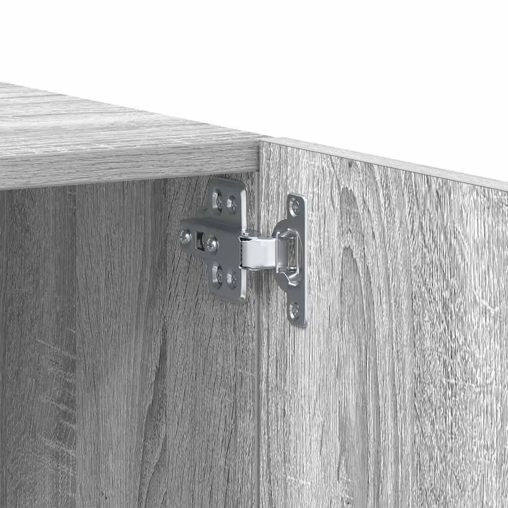 TV Cabinet Grey Sonoma Engineered Wood Media Unit Storage Compartments