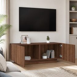 Compact Brown Oak Engineered Wood TV Cabinet