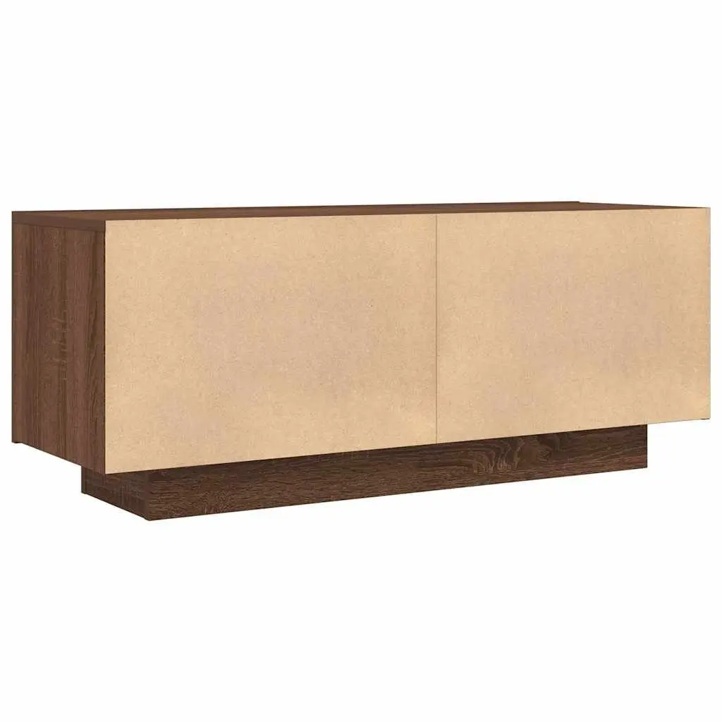 Brown Oak Engineered Wood TV Cabinet with Moisture Resistance 100x35x40 cm Multi-Storage Unit