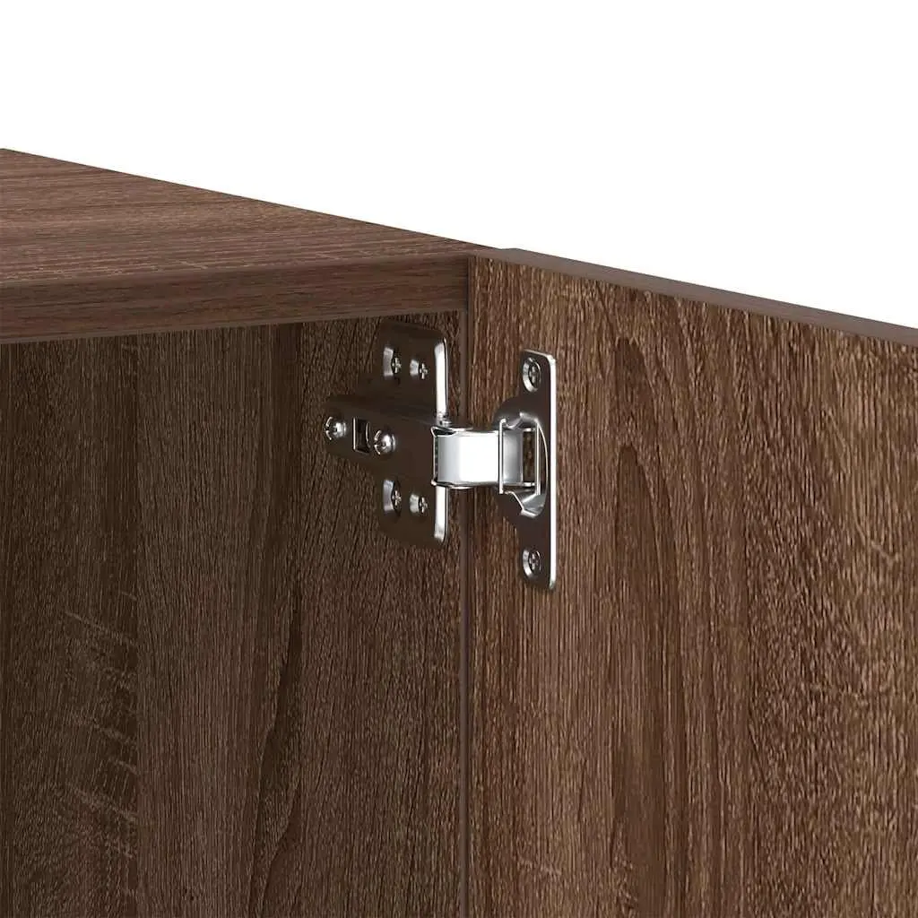 Brown Oak Engineered Wood TV Cabinet with Moisture Resistance 100x35x40 cm Multi-Storage Unit