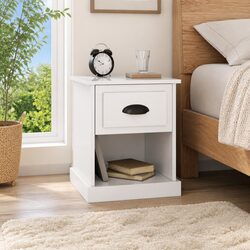 White Bedside Cabinet with Storage 39x39x47.5cm