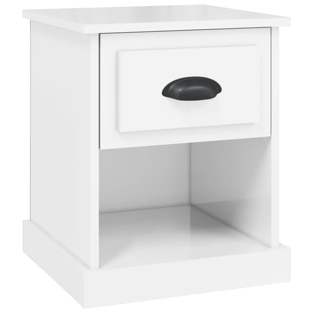 White Bedside Cabinet Engineered Wood 39x39x47.5cm Multifunctional Nightstand Storage Table