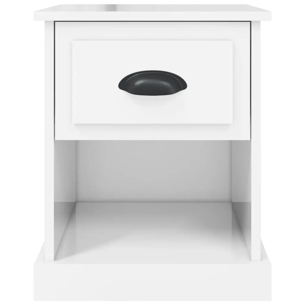 White Bedside Cabinet Engineered Wood 39x39x47.5cm Multifunctional Nightstand Storage Table