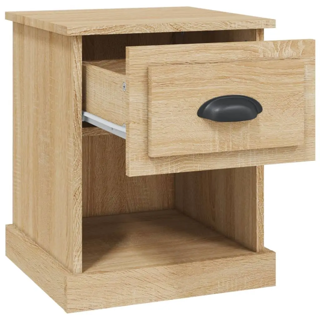 Bedside Cabinet Brown 39 x 39 x 47.5 cm Engineered Wood 1 Drawer and 1 Open Compartment