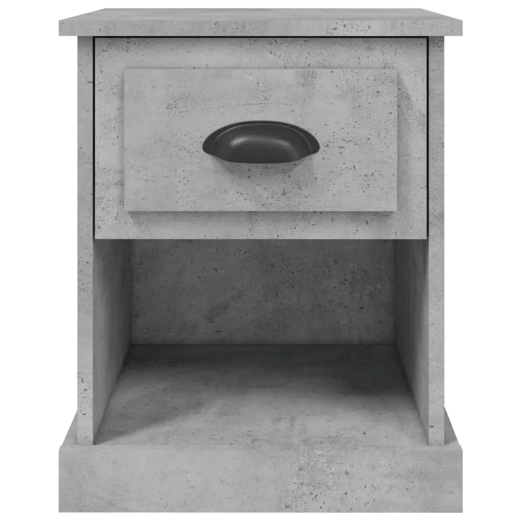 2 Piece Bedside Cabinets Engineered Wood Grey Multifunctional Nightstand 39x39x47.5 cm Storage
