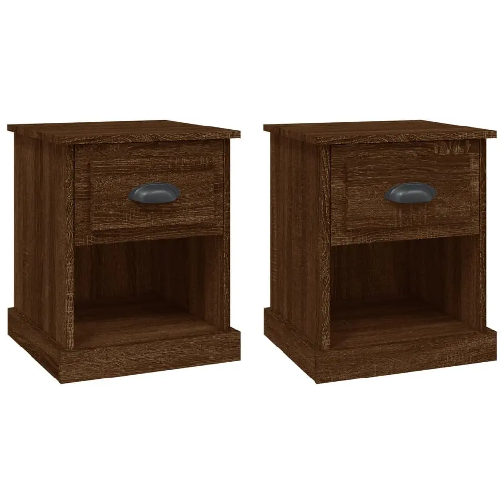 Bedside Cabinets Brown 39x39x47.5 cm Engineered Wood Nightstand 2 Piece