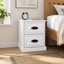 White Bedside Cabinet with 2 Drawers