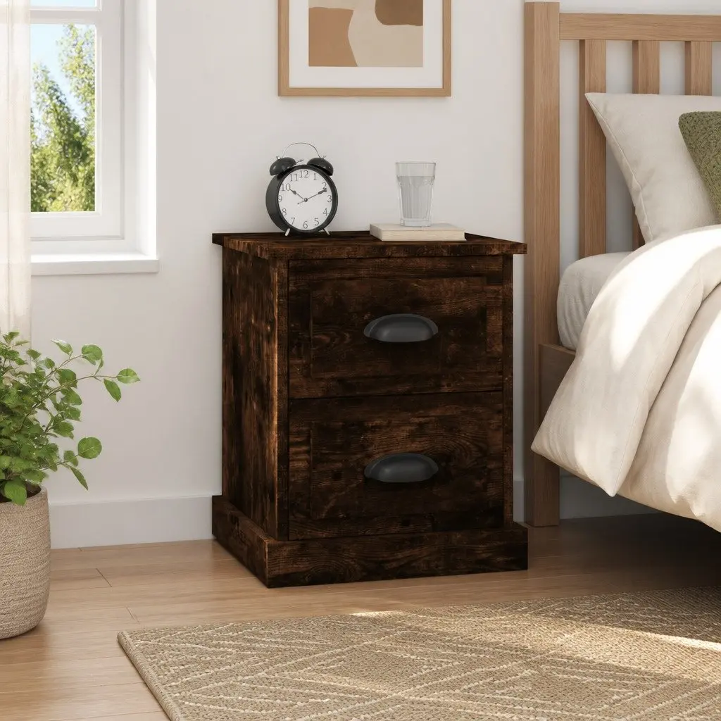 Bedside Cabinets Brown 39x39x47.5 cm Engineered Wood 2 Drawers Storage