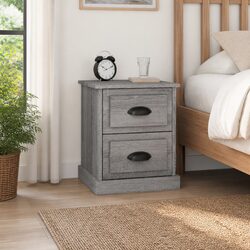Grey Nightstand with Two Drawers