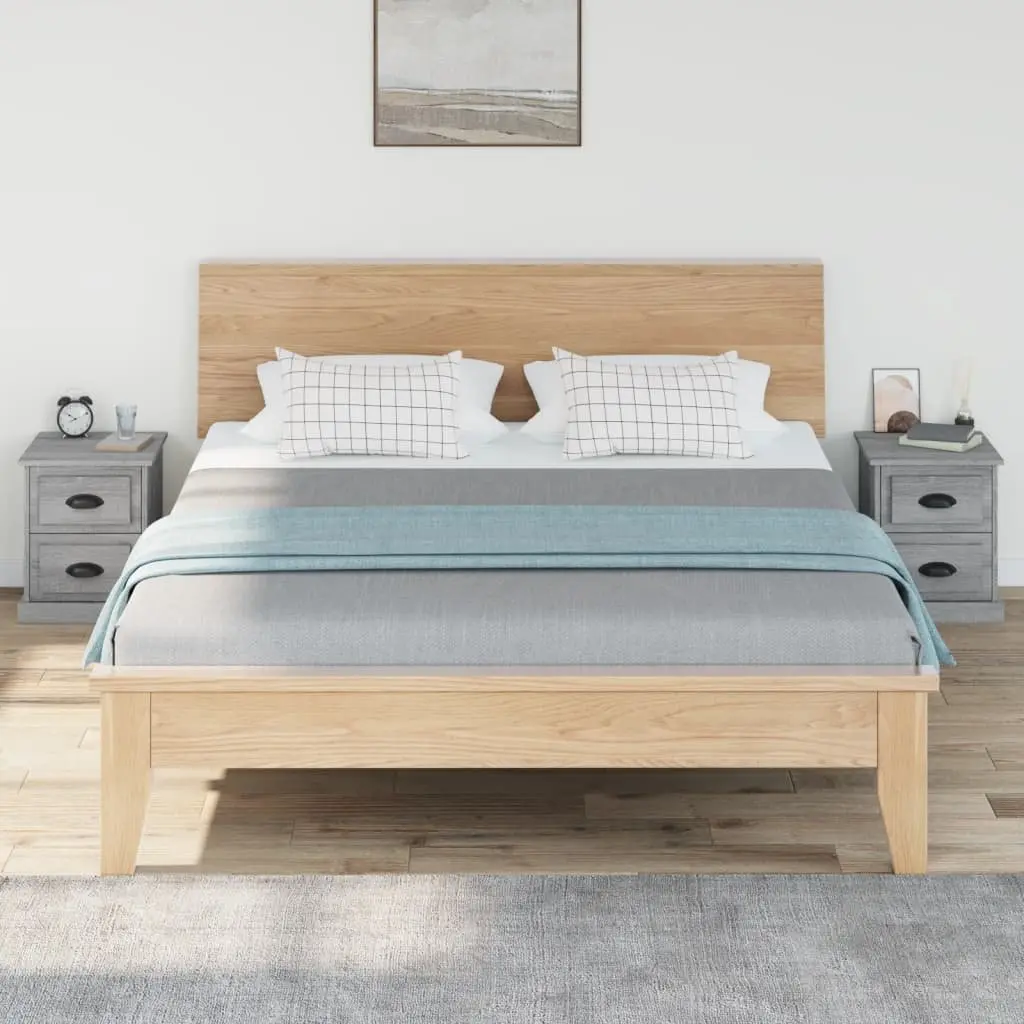 Bedside Cabinet Grey 39x39x47.5cm 2 Drawer Storage Nightstand