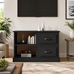 Black TV Cabinet with Open Storage