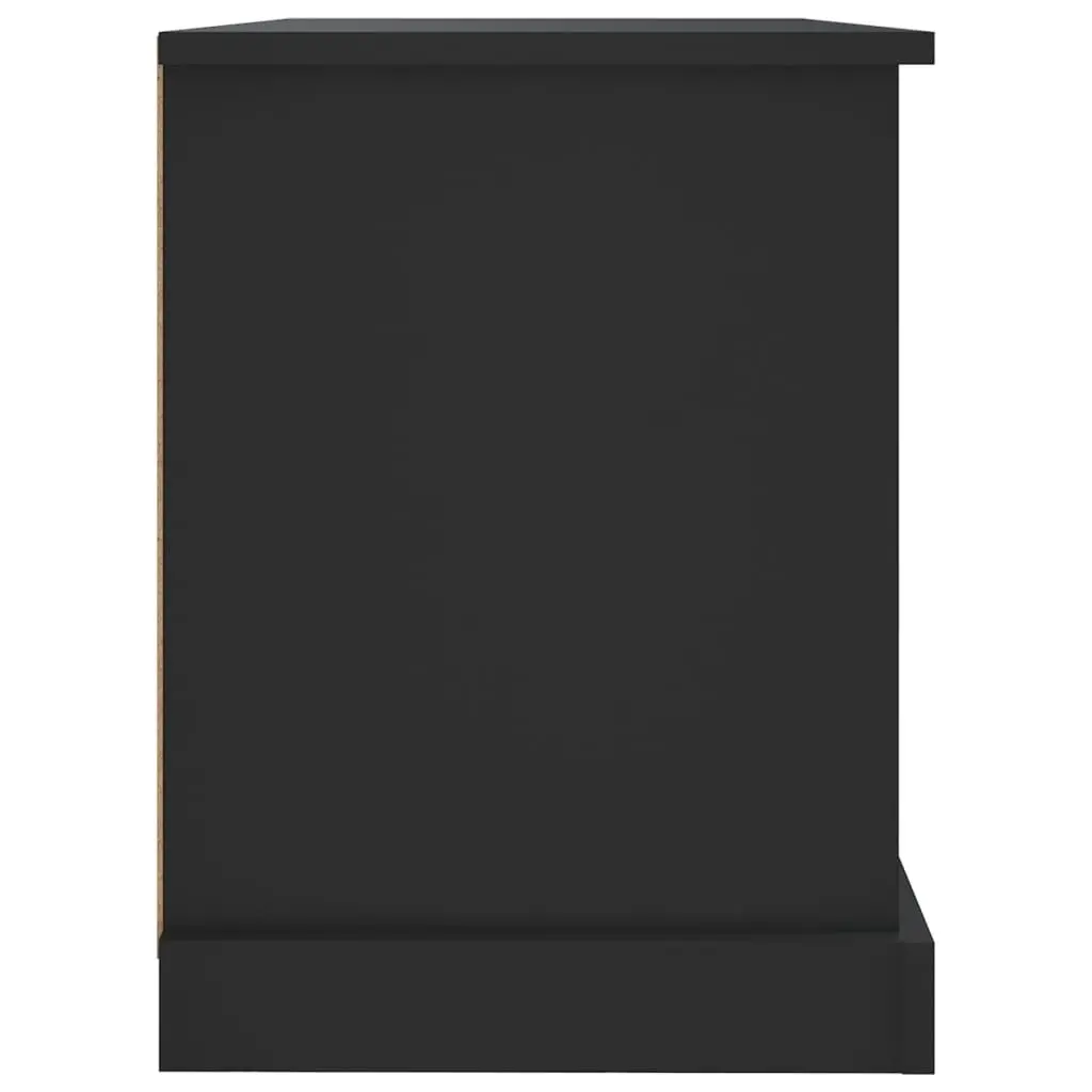 Black TV Cabinet Engineered Wood 73 x 35.5 x 47.5 cm with 2 Drawers and Open Compartments for Storage and Display