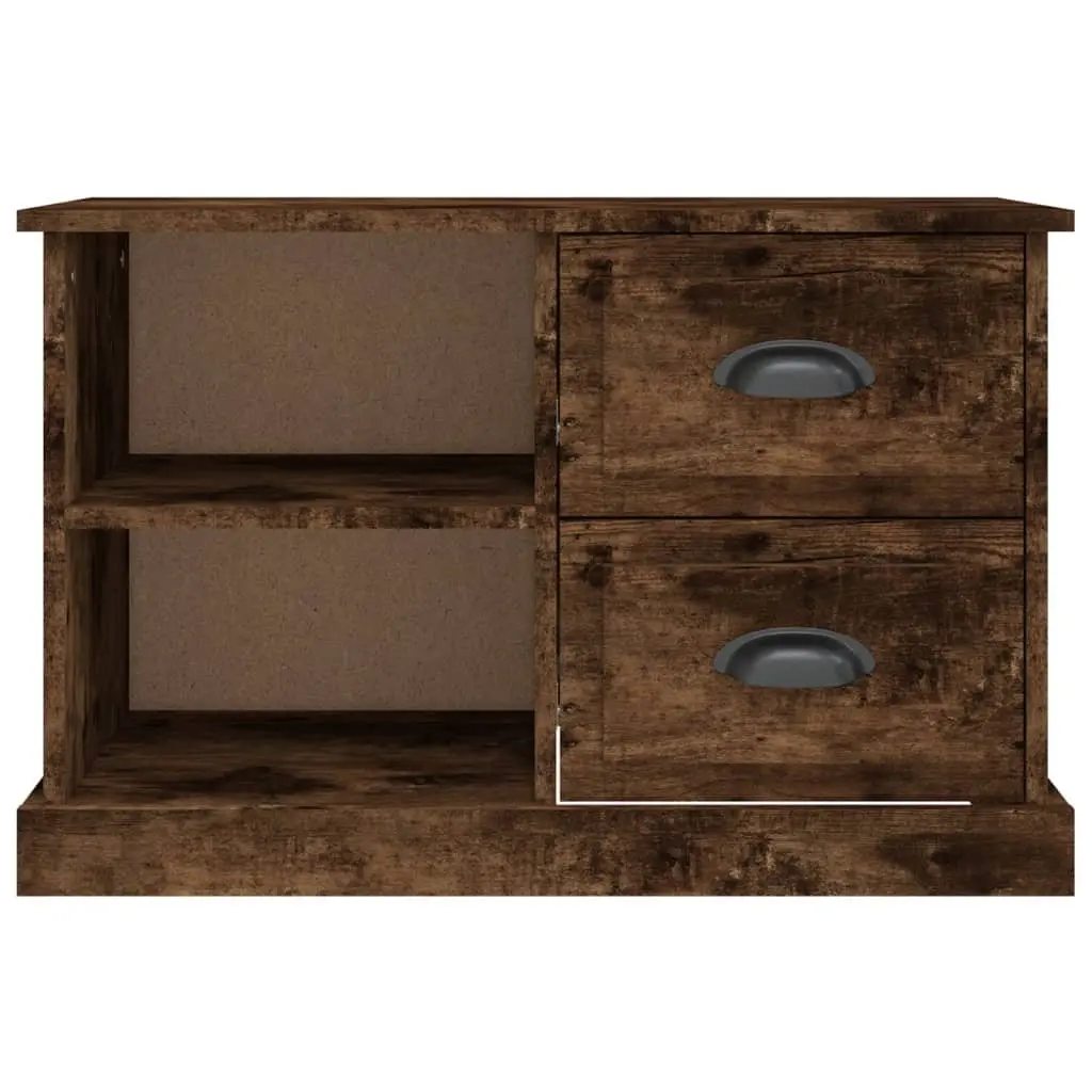 TV Cabinet Brown Smoked Oak Storage Unit Drawers Open Compartments Living Room