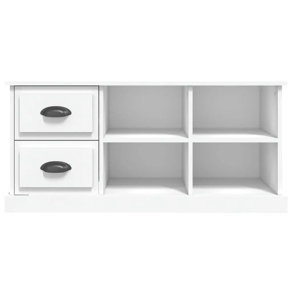 White TV Cabinet with Open Storage Space