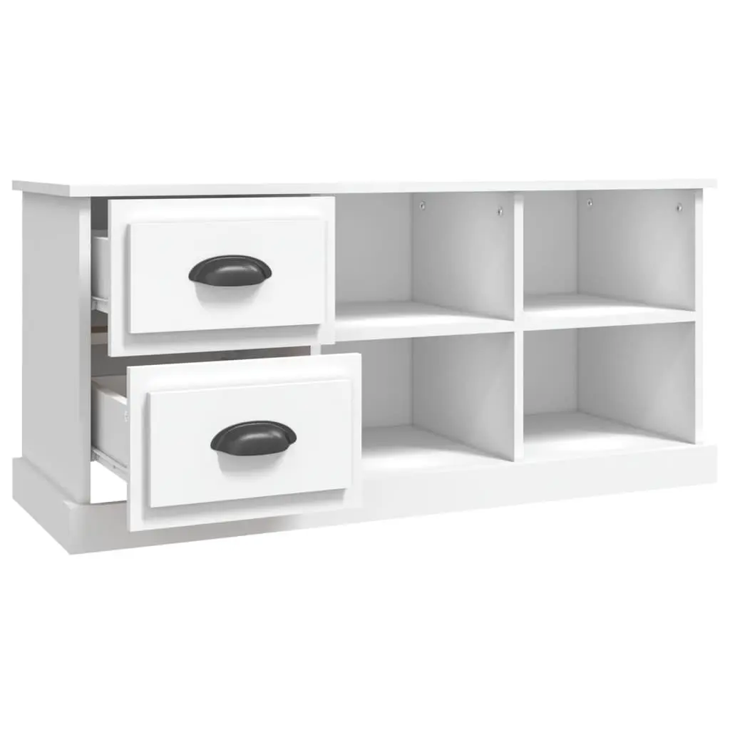 White TV Cabinet with Open Storage Space