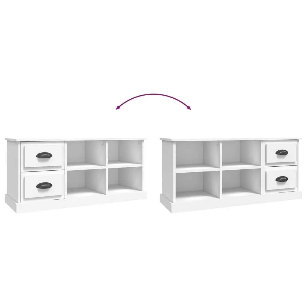 White TV Cabinet with Open Storage Space