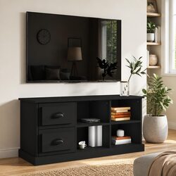 Compact and Sturdy Black TV Cabinet Unit