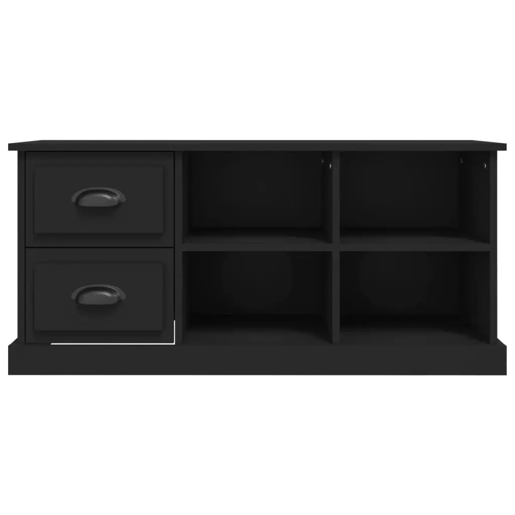 Black TV Cabinet Storage Unit with Drawers and Open Compartments 102x35.5x47.5cm Engineered Wood