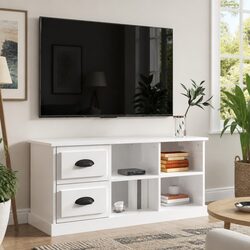 Concise and Functional TV Cabinet in High Gloss White