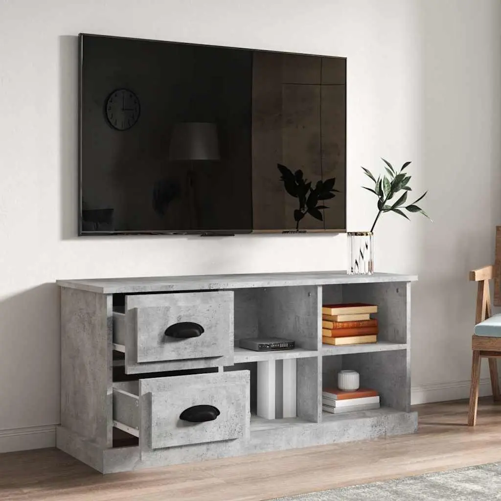 Grey TV Cabinet with Storage Drawers