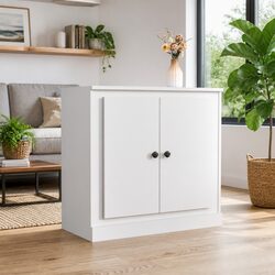 Compact White Sideboard Storage Cabinet 70x35.5x67.5 cm