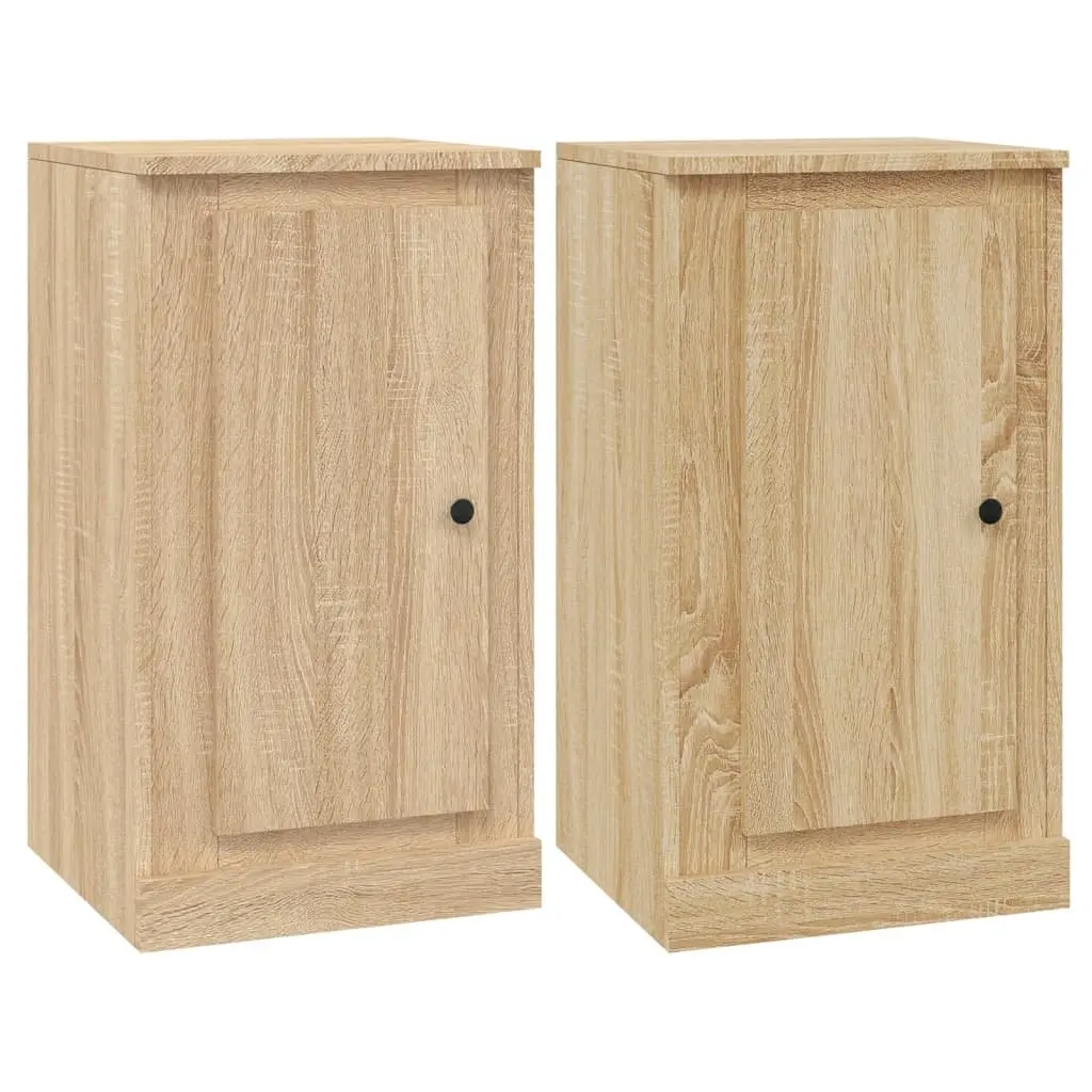 Brown Engineered Wood Sideboards Set of 2 Storage Cabinets Display Units