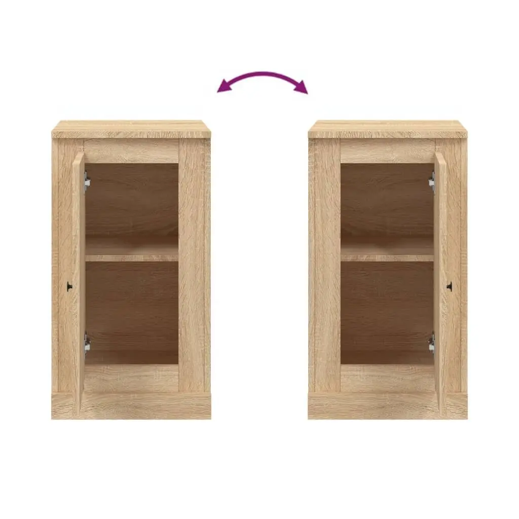 Brown Engineered Wood Sideboards Set of 2 Storage Cabinets Display Units