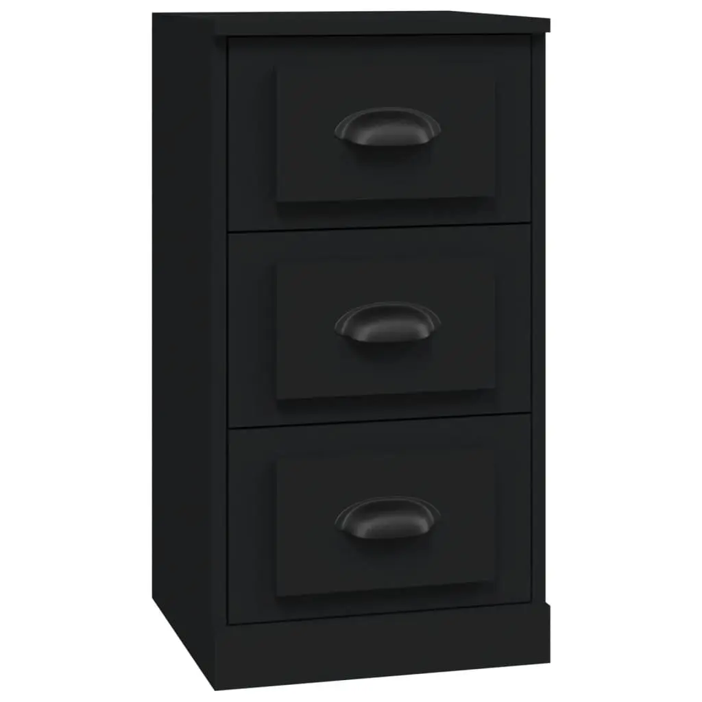 Black Sideboard Storage Cabinet Engineered Wood Buffet Cupboard 36 x 35.5 x 67.5 cm Ample Storage Space Sturdy Top Surface