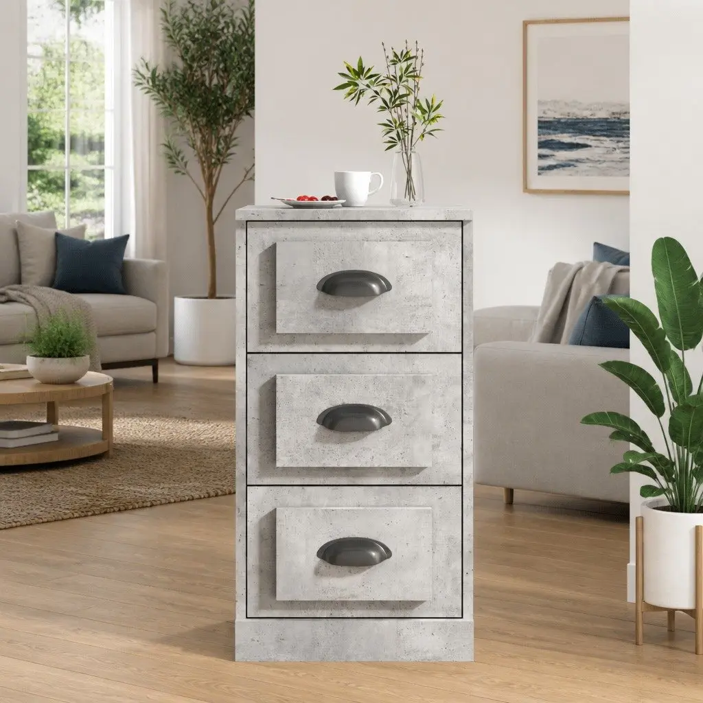 Engineered Wood Storage Cabinet Grey Living Room Sideboard with Display Surface 36x35.5x67.5cm