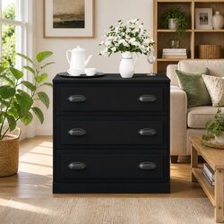 Black Sideboard Cabinet Storage Buffet Cupboard Engineered Wood Furniture