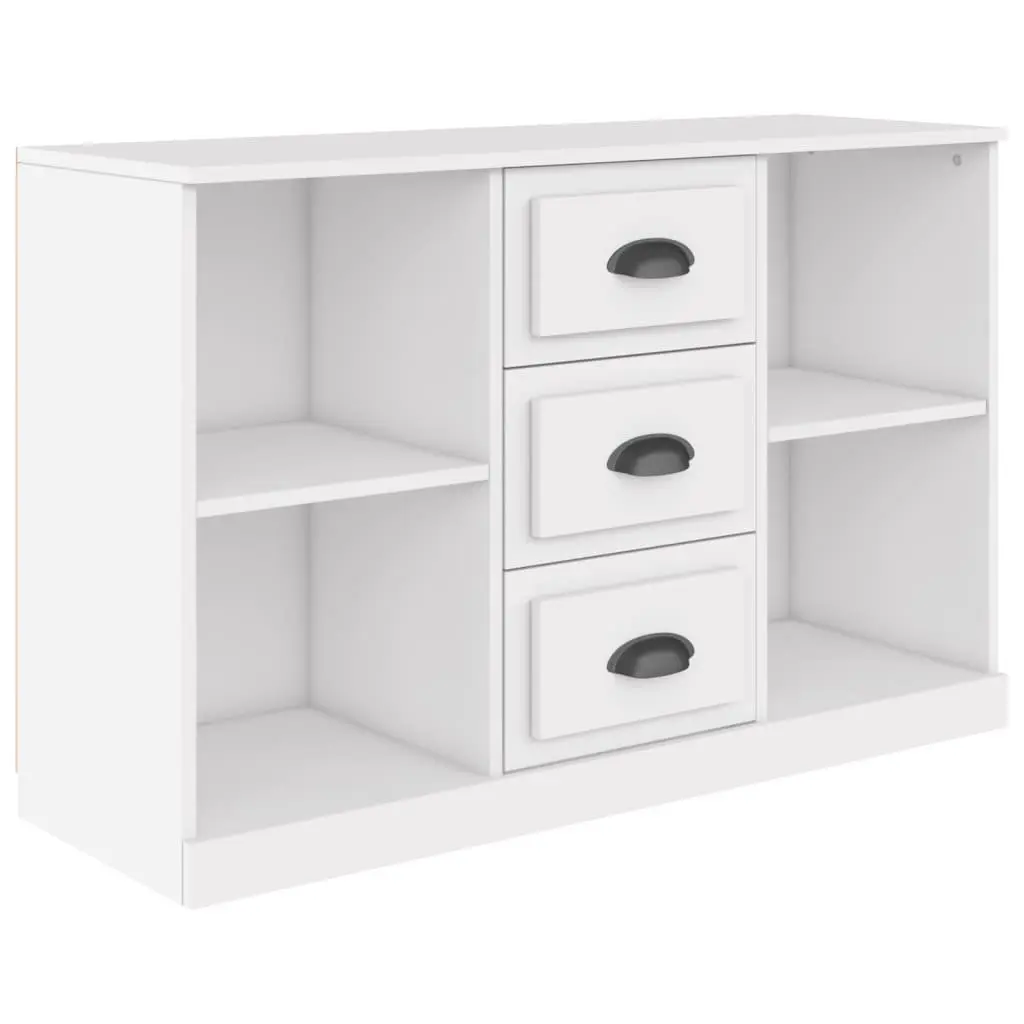Sideboard White Engineered Wood Ample Storage Sturdy Top