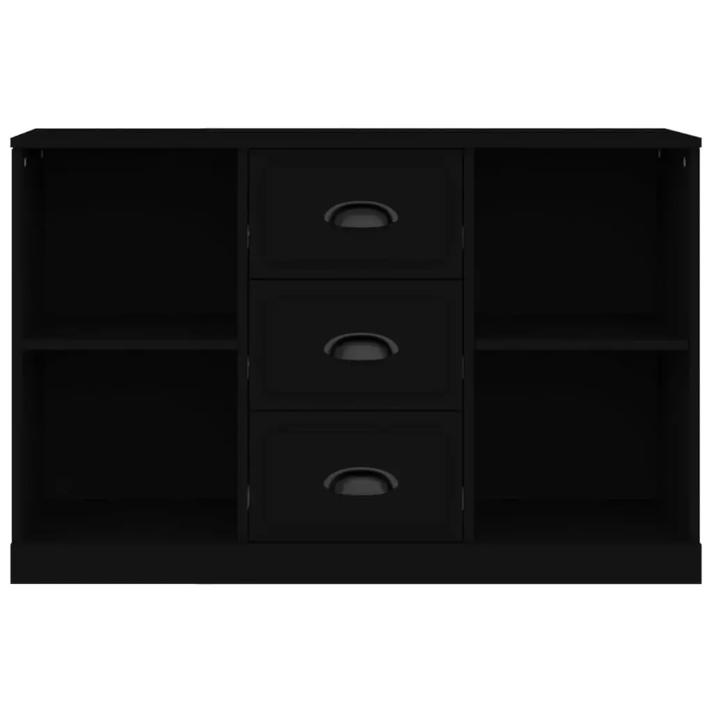 Black Sideboard Cabinet Engineered Wood Storage Furniture Home Buffet Display