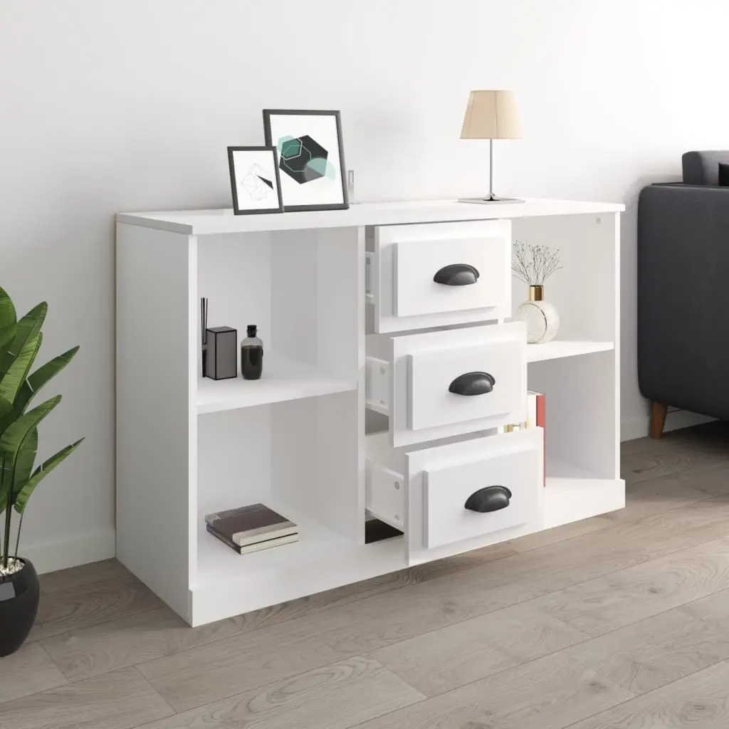 Sideboard High Gloss White Engineered Wood Storage Cabinet Buffet Display Unit