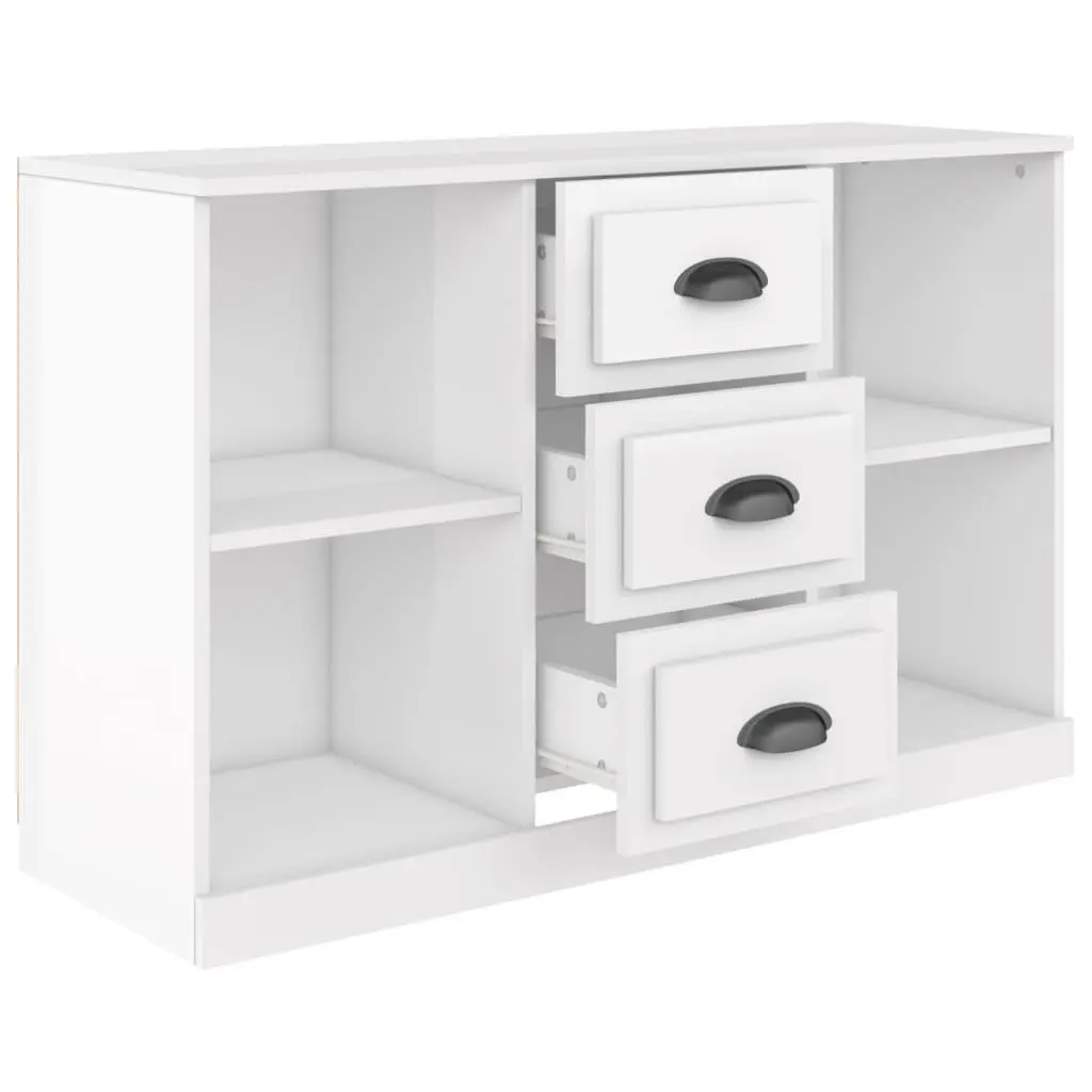 Sideboard High Gloss White Engineered Wood Storage Cabinet Buffet Display Unit