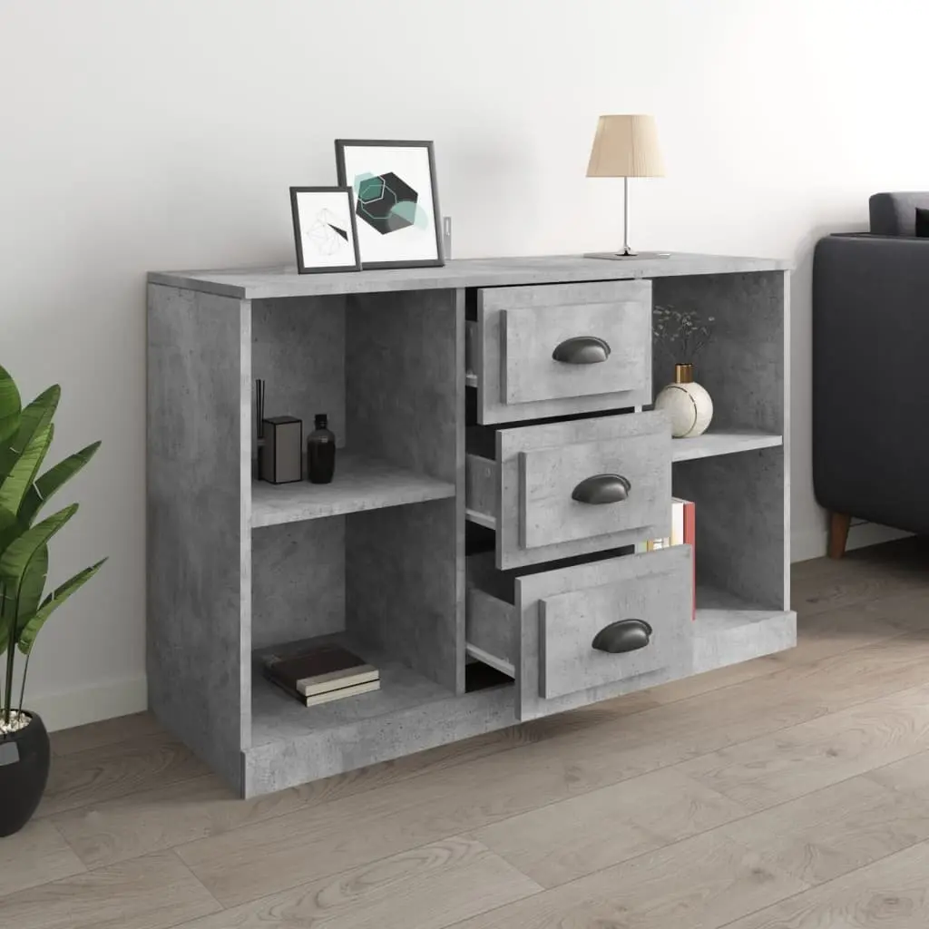 Sideboard Grey Engineered Wood Storage Cabinet Ample Organisational Space