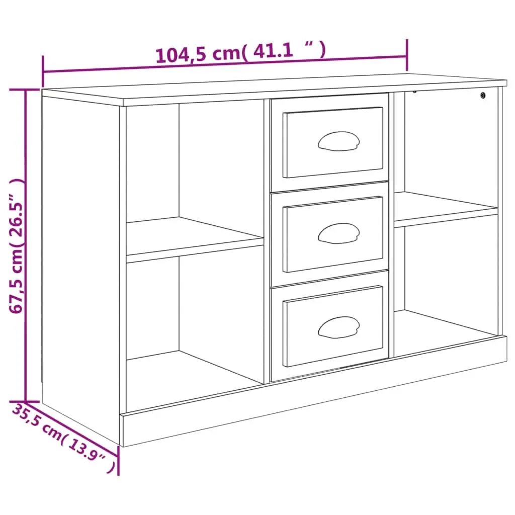 Sideboard Grey Engineered Wood Storage Cabinet Ample Organisational Space