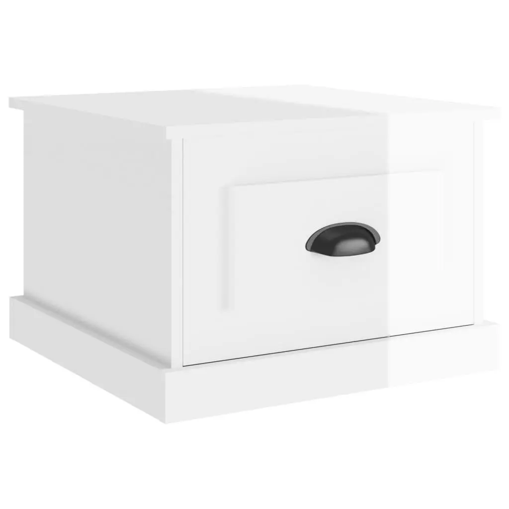 Coffee Table White High Gloss with Drawer Storage 50x50x35cm Engineered Wood Modern Accent Furniture