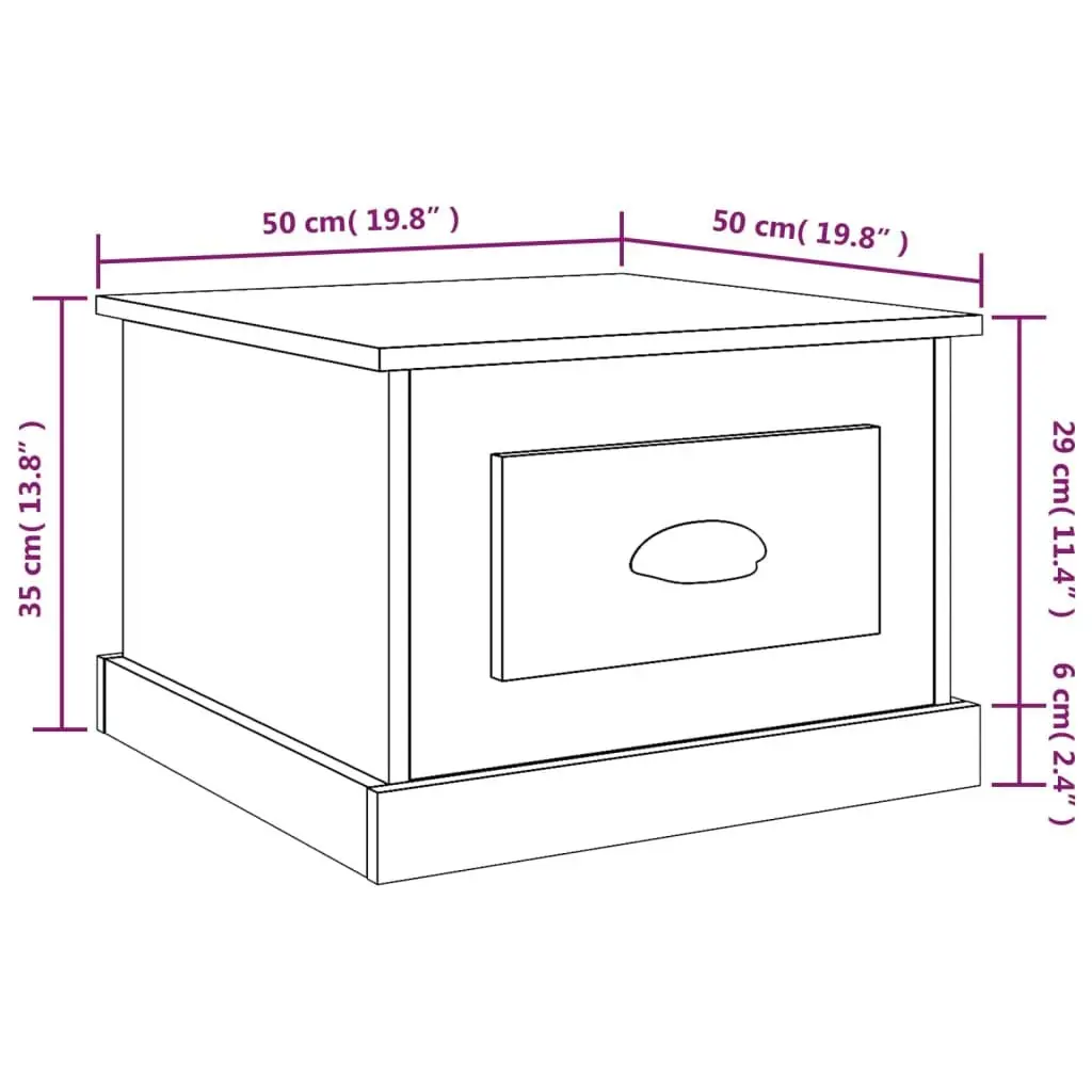 Coffee Table White High Gloss with Drawer Storage 50x50x35cm Engineered Wood Modern Accent Furniture