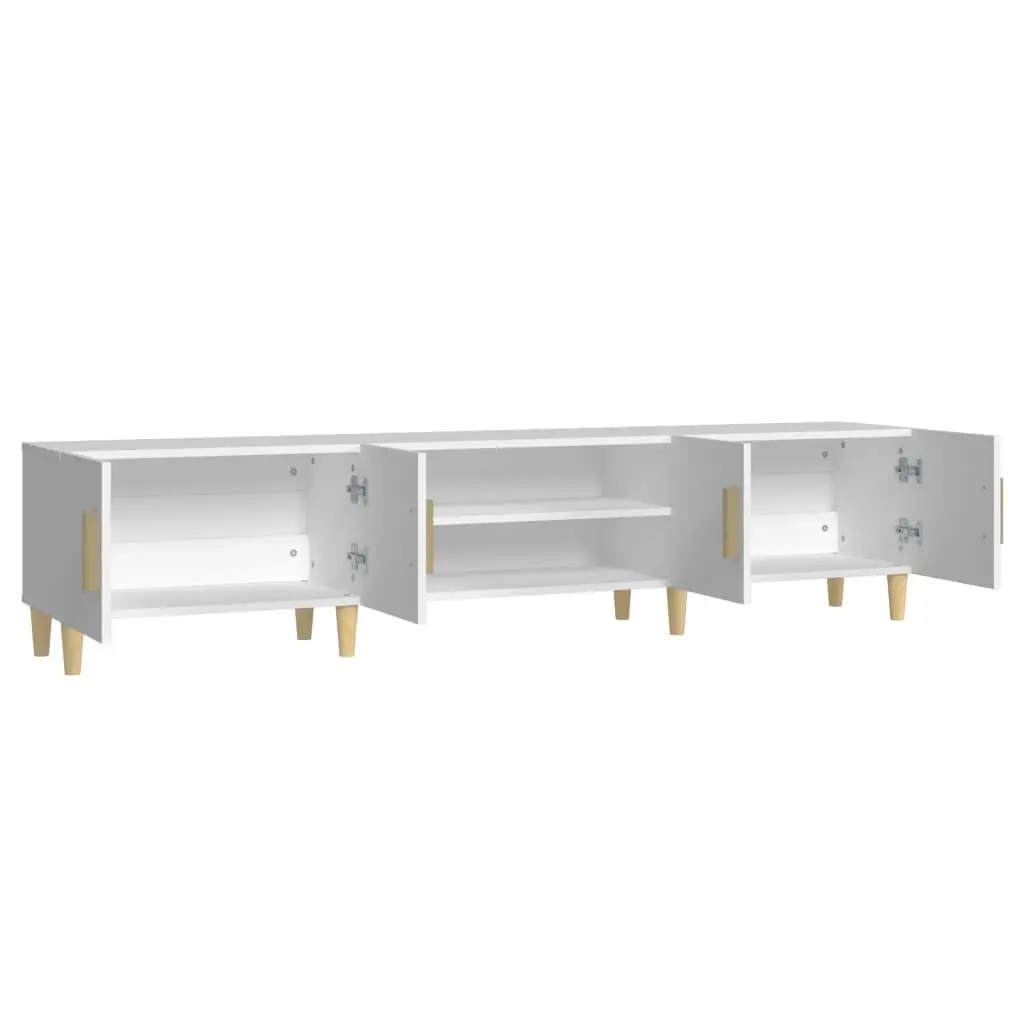 Engineered Wood TV Cabinet White 180x31.5x40cm 4 Doors 4 Compartments Storage Display Surface