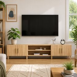 Brown TV Cabinet with Storage: Stylish and Sturdy