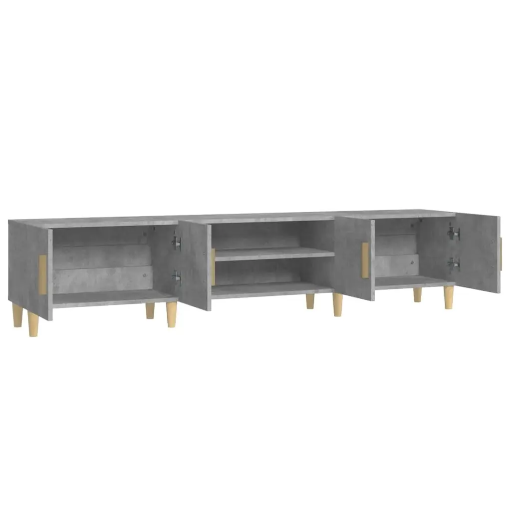 TV Cabinet Grey Engineered Wood 4 Compartments 4 Doors Media Storage Unit